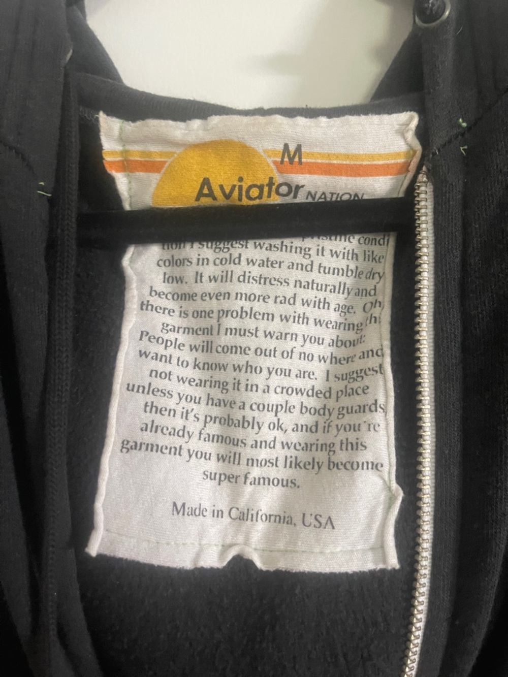 Aviator Nation Black Sleeveless Hoodie with Silver "ROCK AND ROLL" Print - Picture 2 of 5